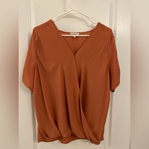 sandy & sid • size L • orange cold shoulder tie sleeved blouse